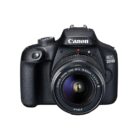 Canon EOS 2000D DSLR camera with 18-55mm zoom lens front view.