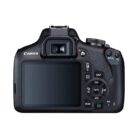 Canon EOS 2000D DSLR camera with 18-55mm zoom lens rear view.