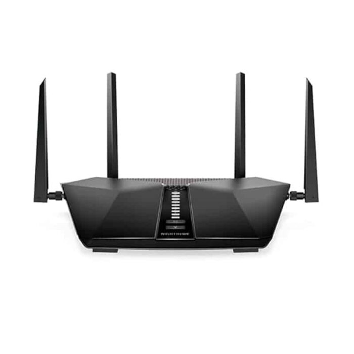 Netgear Nighthawk AX5 AX4200 WiFi 6 router with four external antennas.