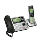 VTech cordless home phone with base unit and digital answering machine display.