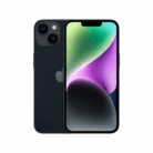 Black iPhone shown from back and front, dual rear cameras and edge-to-edge display with colorful wallpaper. The device is black and modern-looking, highlighting its camera setup and screen.